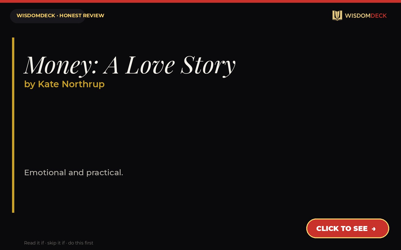 Money: A Love Story by Kate Northrup — WisdomDeck review