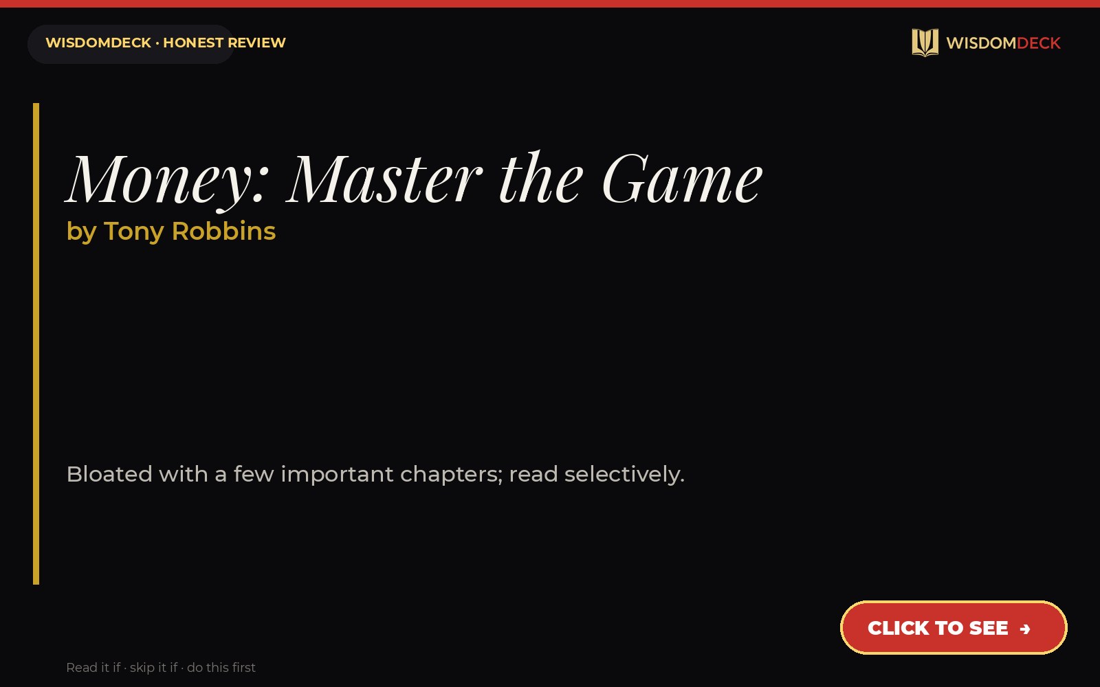 Money: Master the Game by Tony Robbins — WisdomDeck review