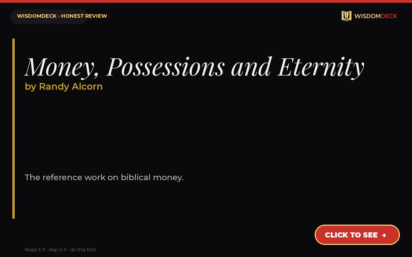 Money, Possessions and Eternity by Randy Alcorn — WisdomDeck review