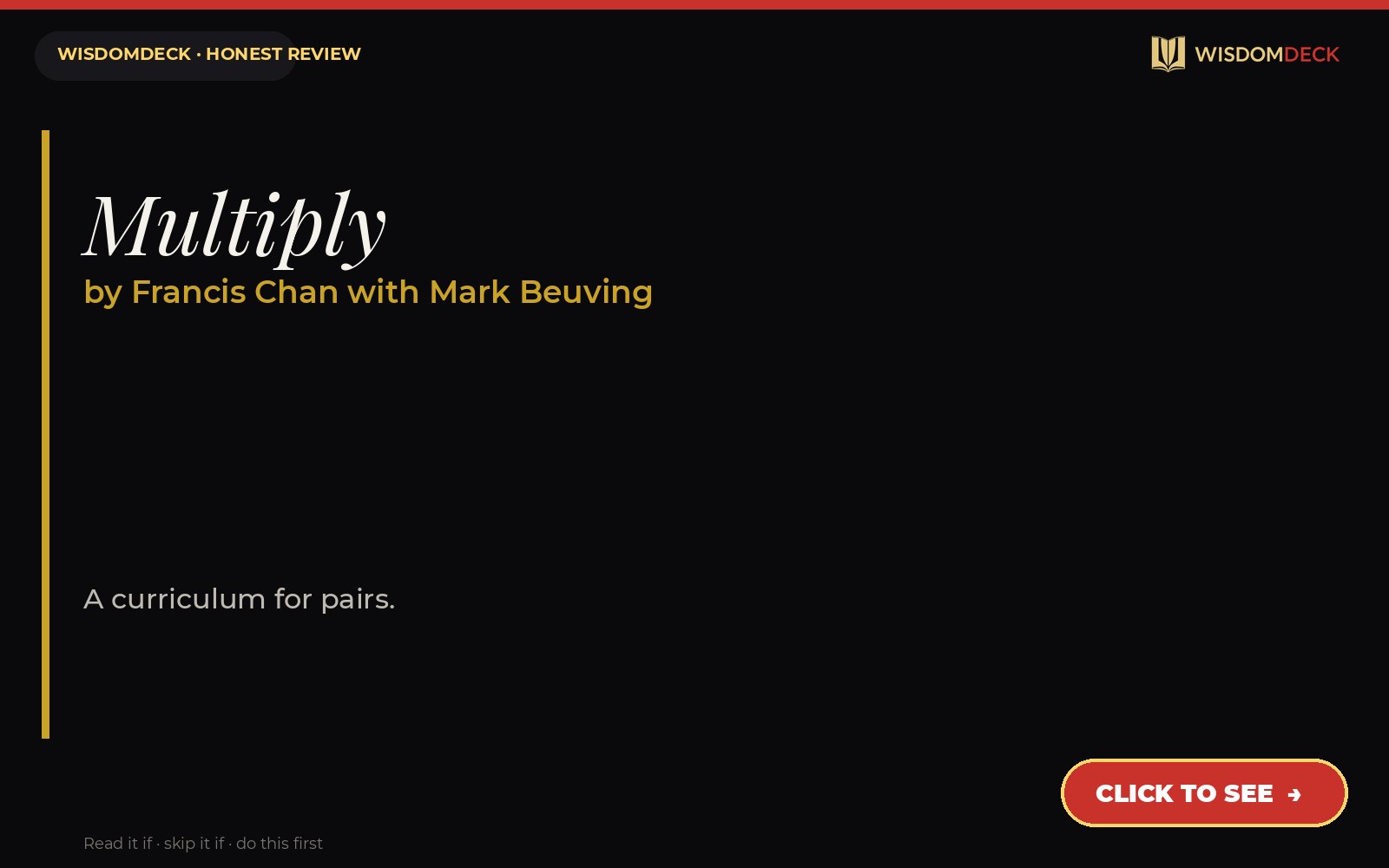 Multiply by Francis Chan with Mark Beuving — WisdomDeck review