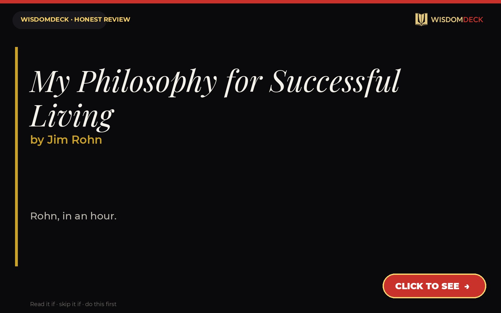 My Philosophy for Successful Living by Jim Rohn — WisdomDeck review