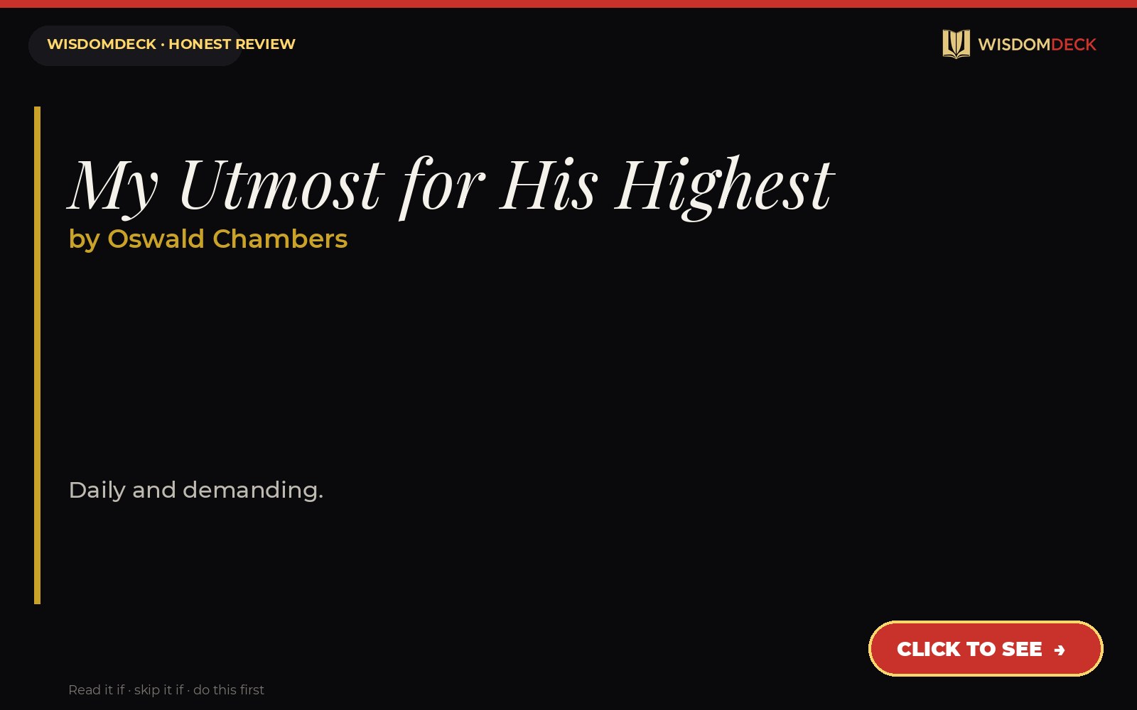 My Utmost for His Highest by Oswald Chambers — WisdomDeck review