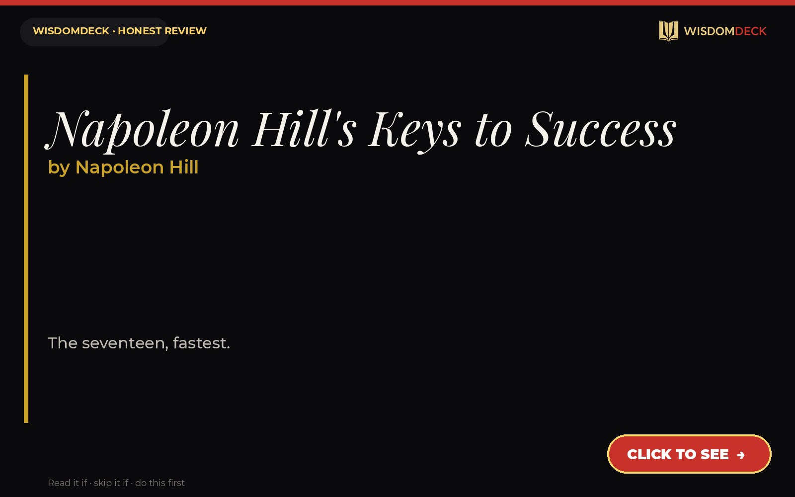 Napoleon Hill's Keys to Success by Napoleon Hill — WisdomDeck review