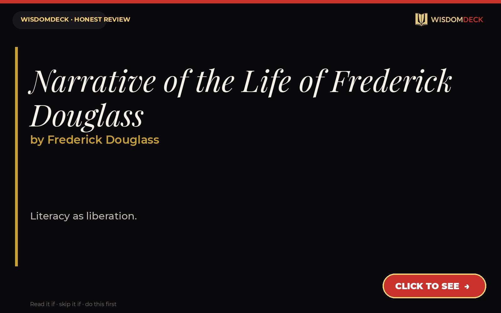 Narrative of the Life of Frederick Douglass by Frederick Douglass — WisdomDeck review