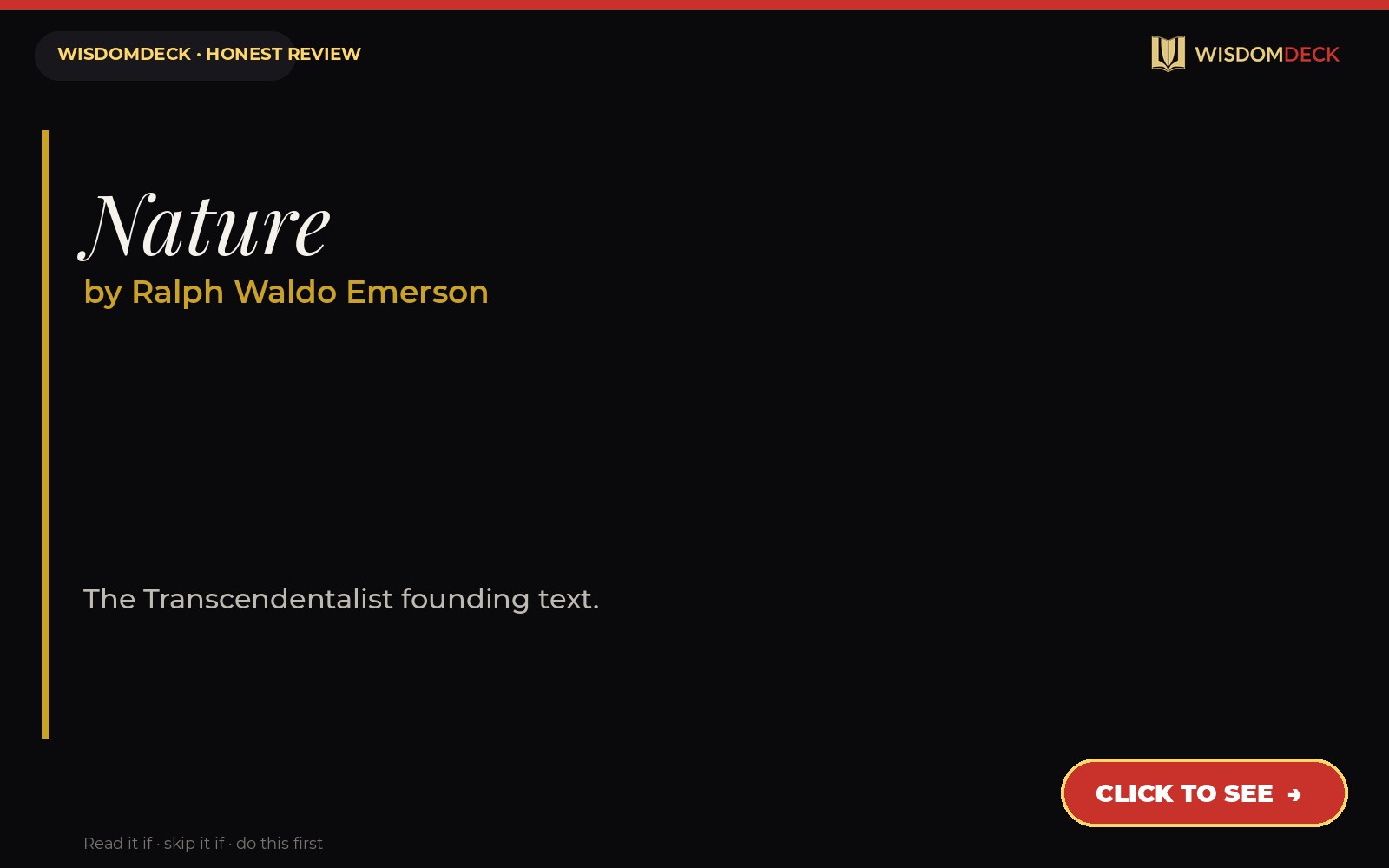 Nature by Ralph Waldo Emerson — WisdomDeck honest review