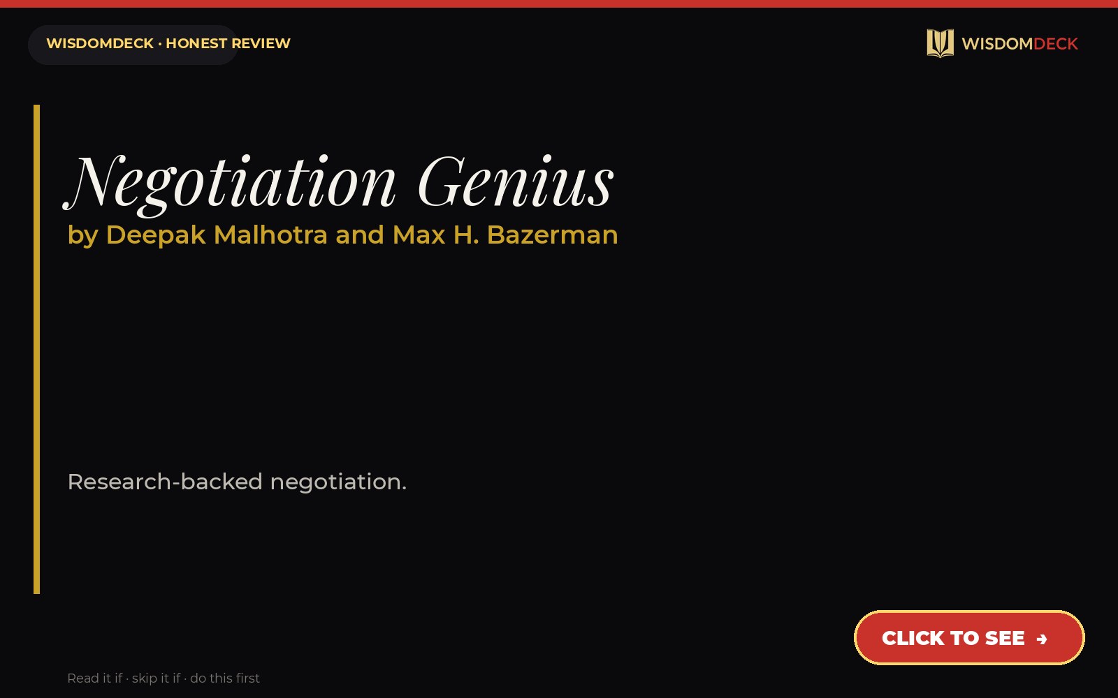 Negotiation Genius by Deepak Malhotra and Max H. Bazerman — WisdomDeck review