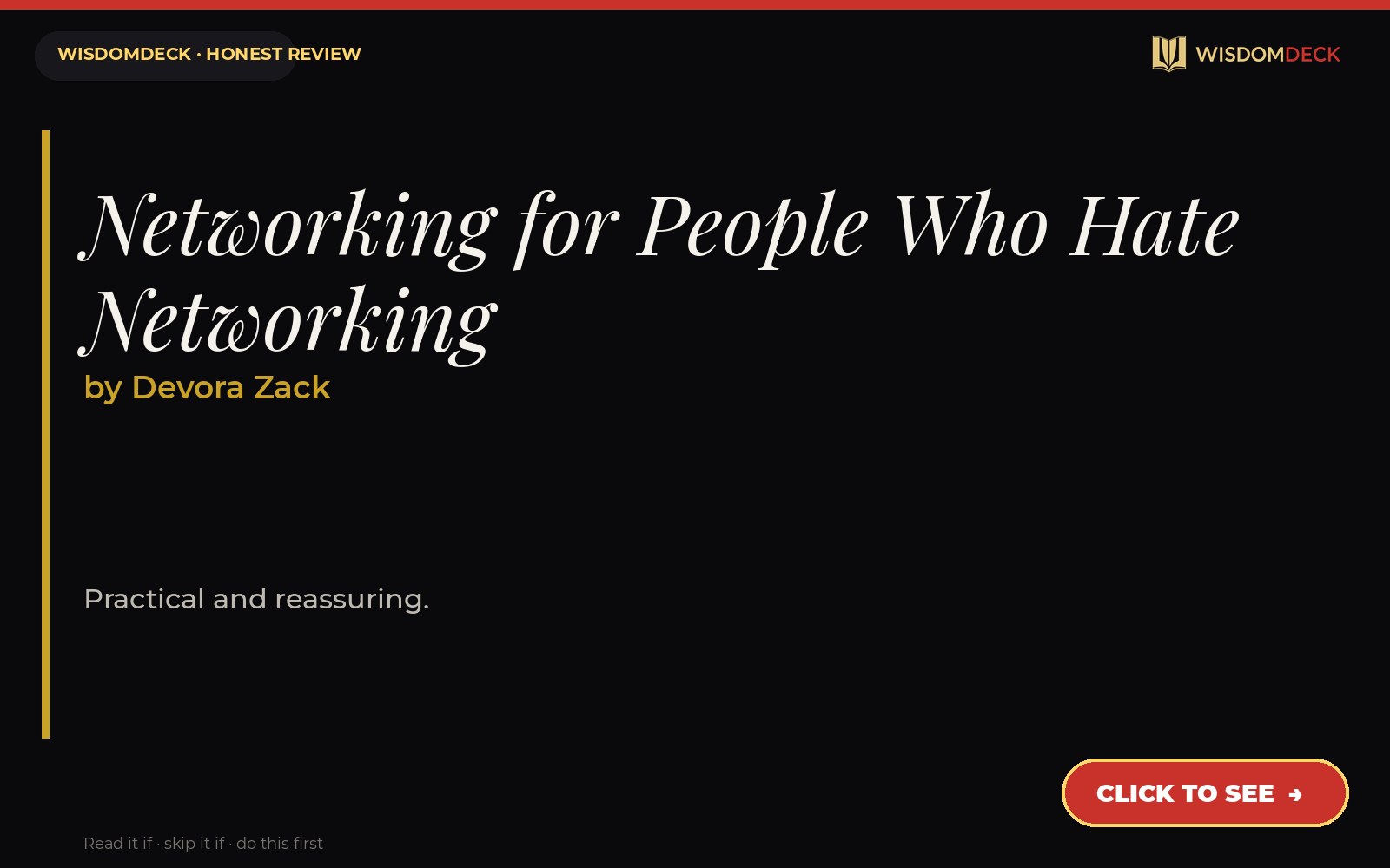 Networking for People Who Hate Networking by Devora Zack — WisdomDeck review
