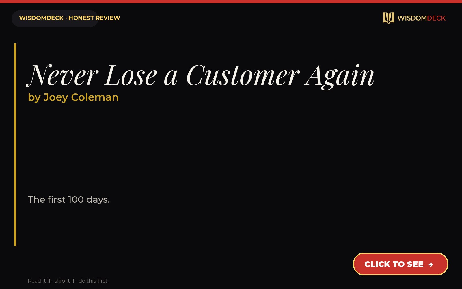 Never Lose a Customer Again by Joey Coleman — WisdomDeck review