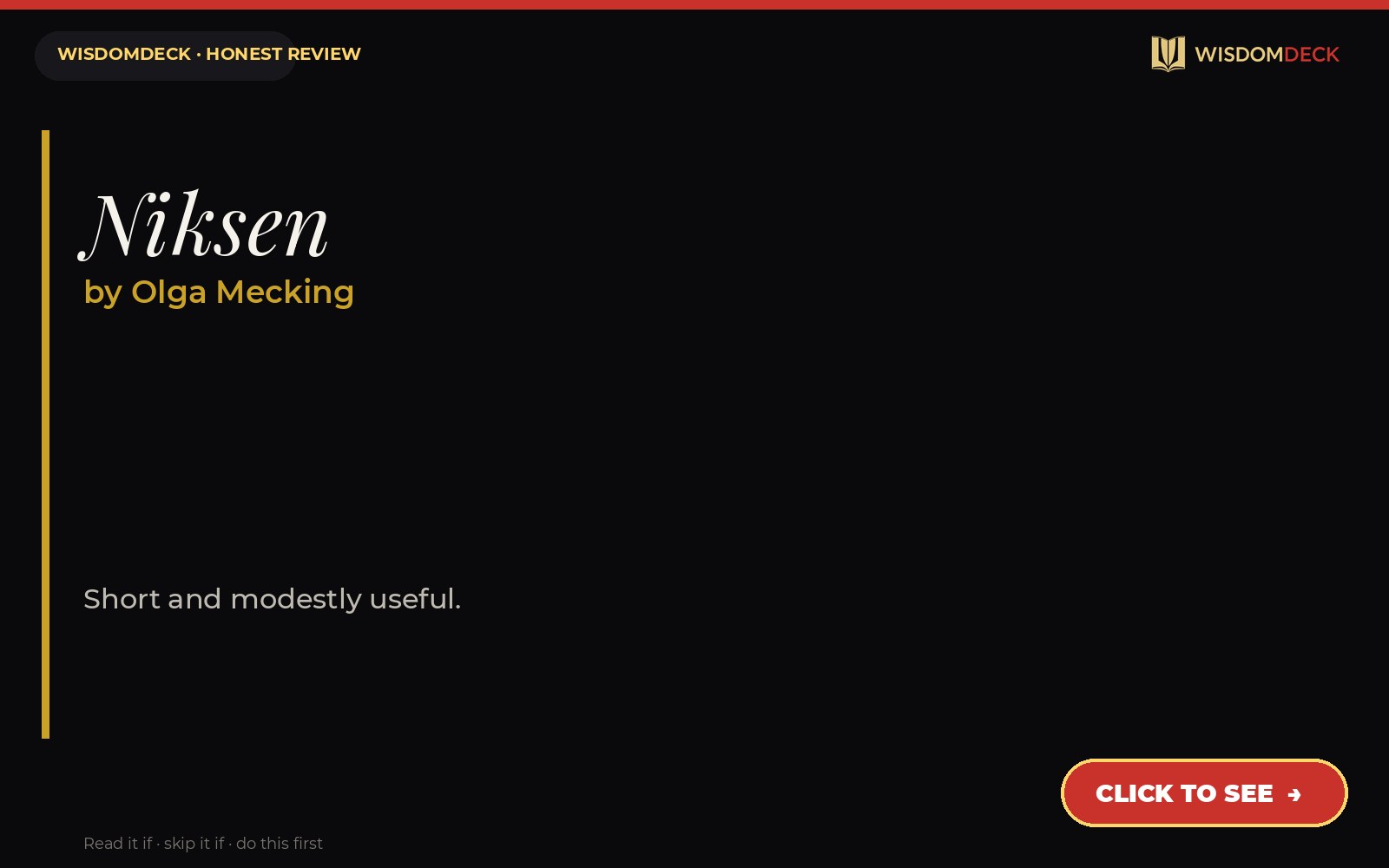 Niksen by Olga Mecking — WisdomDeck review