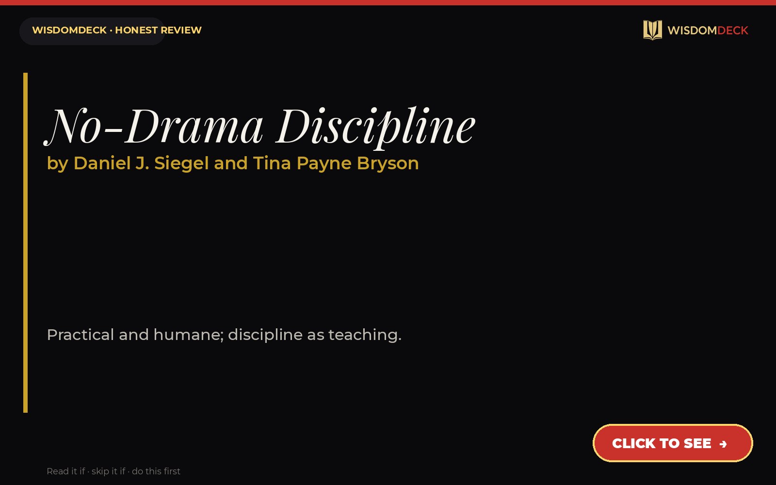No-Drama Discipline by Daniel J. Siegel and Tina Payne Bryson — WisdomDeck review