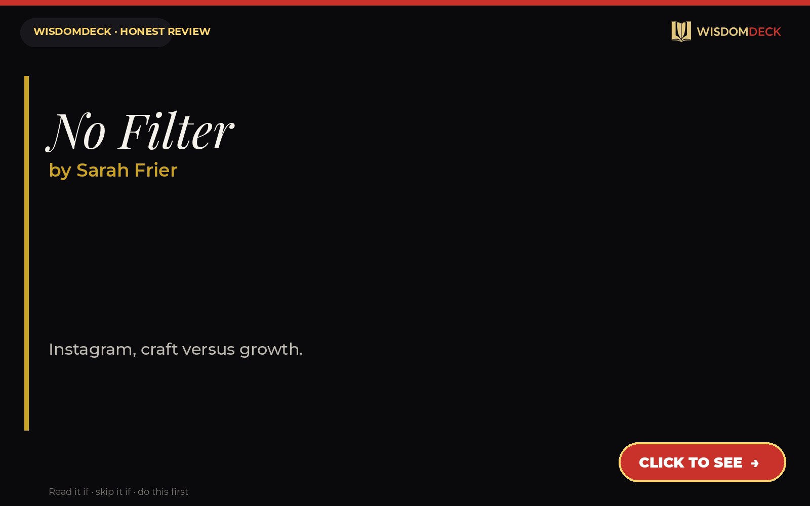 No Filter by Sarah Frier — WisdomDeck honest review