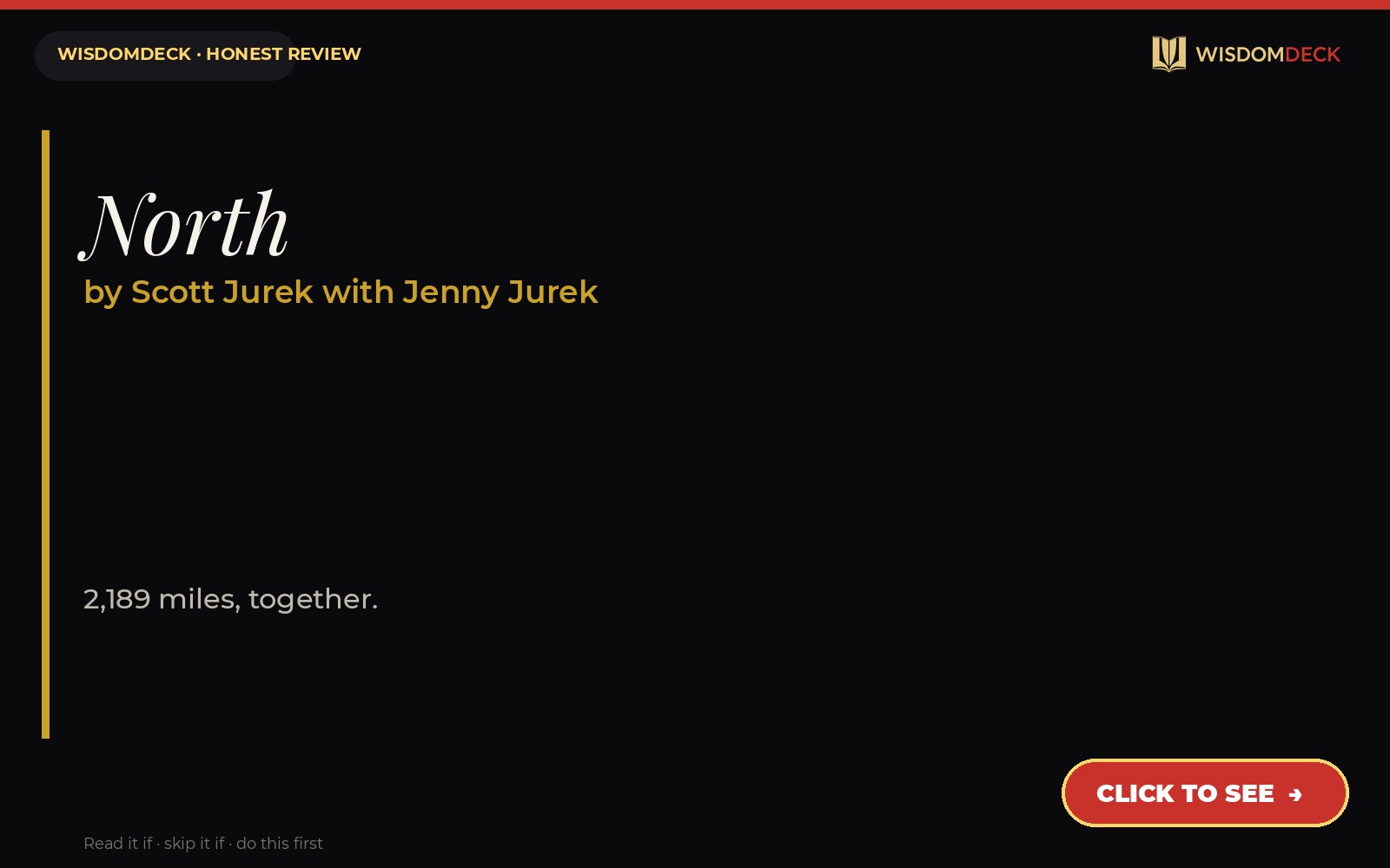 North by Scott Jurek with Jenny Jurek — WisdomDeck honest review