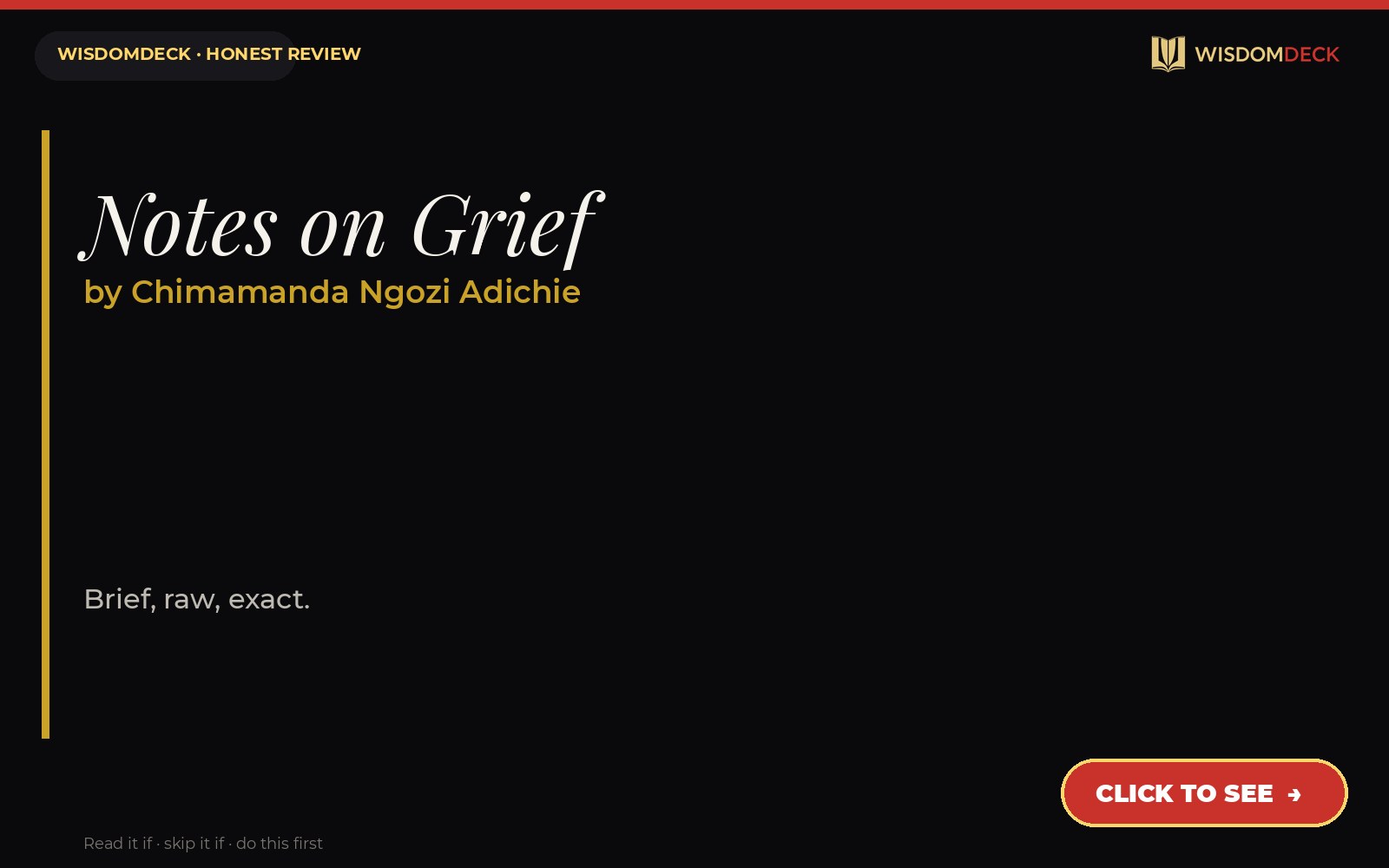 Notes on Grief by Chimamanda Ngozi Adichie — WisdomDeck review