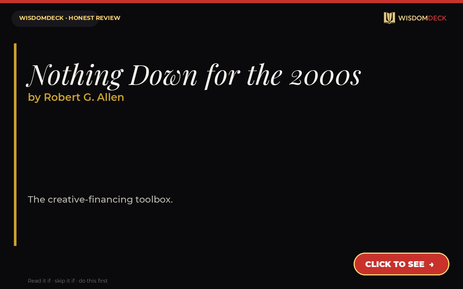 Nothing Down for the 2000s by Robert G. Allen — WisdomDeck honest review