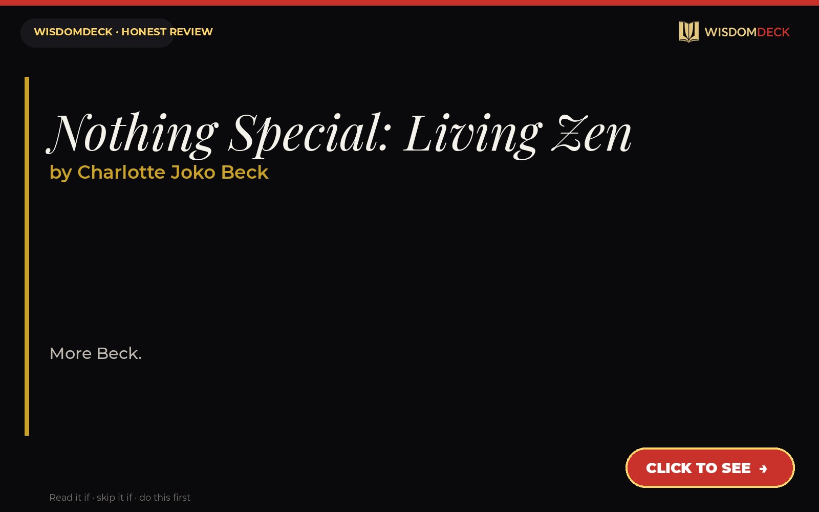 Nothing Special: Living Zen by Charlotte Joko Beck — WisdomDeck review