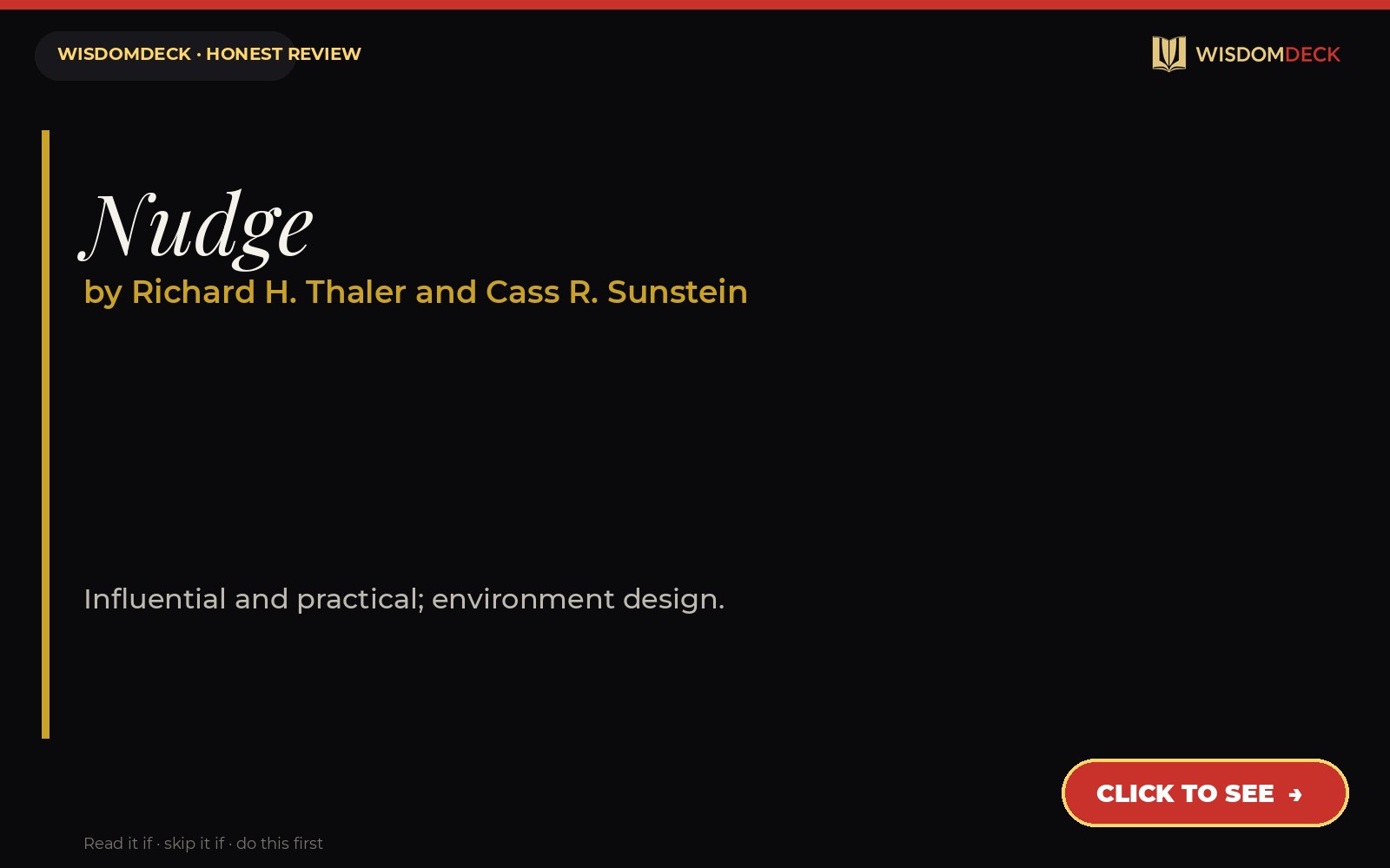 Nudge by Richard H. Thaler and Cass R. Sunstein — WisdomDeck review
