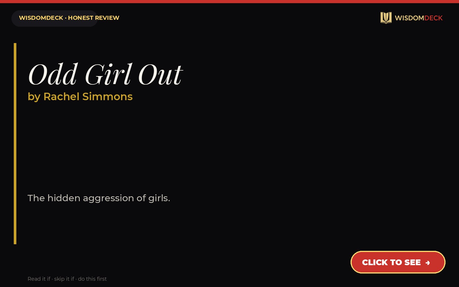 Odd Girl Out by Rachel Simmons — WisdomDeck review
