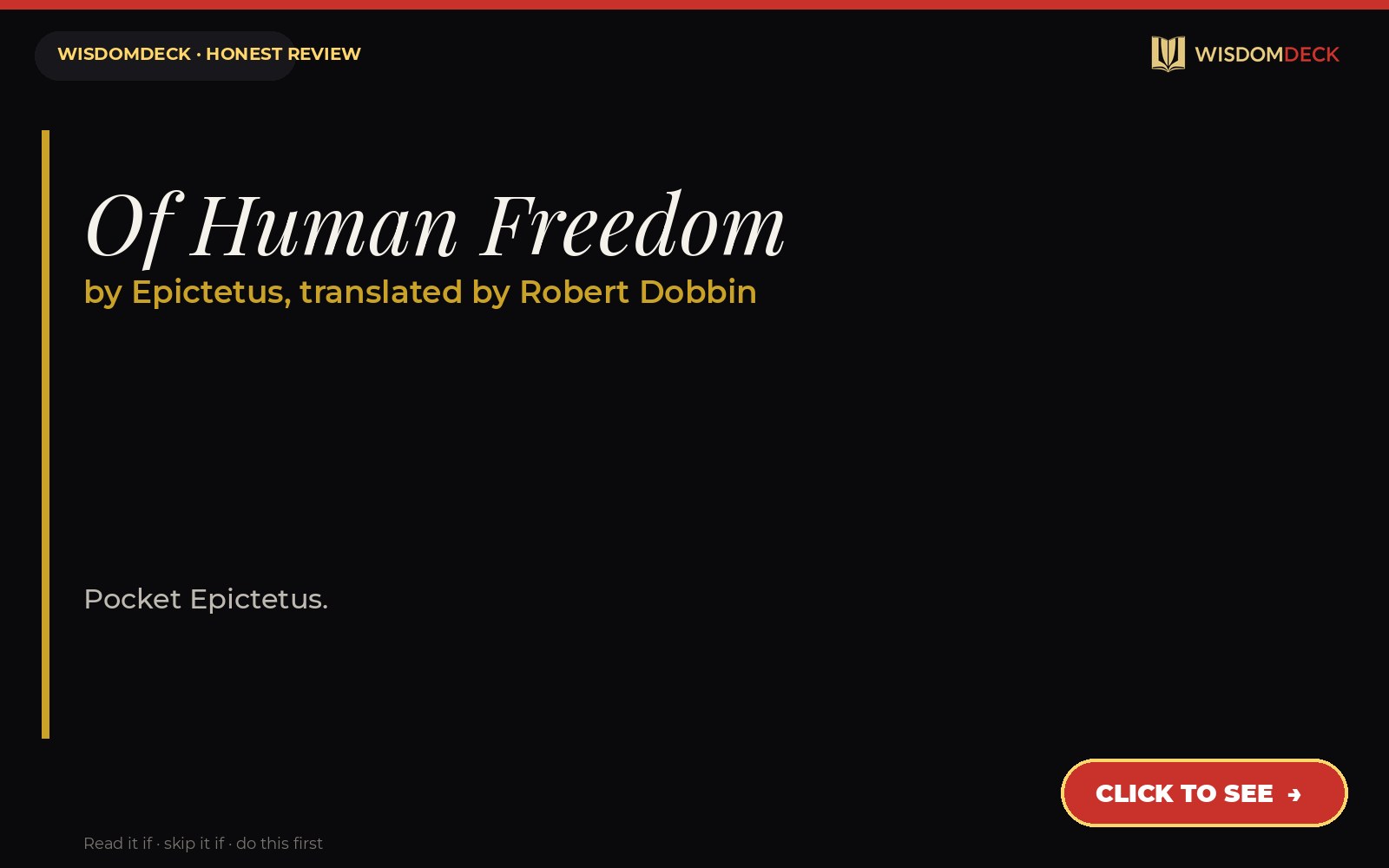 Of Human Freedom by Epictetus, translated by Robert Dobbin — WisdomDeck review
