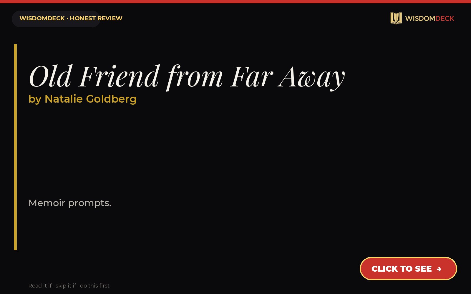 Old Friend from Far Away by Natalie Goldberg — WisdomDeck review