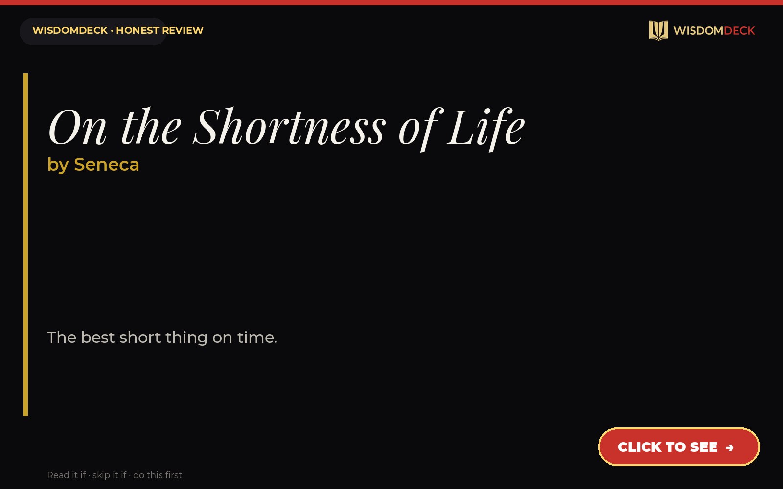 On the Shortness of Life by Seneca — WisdomDeck review