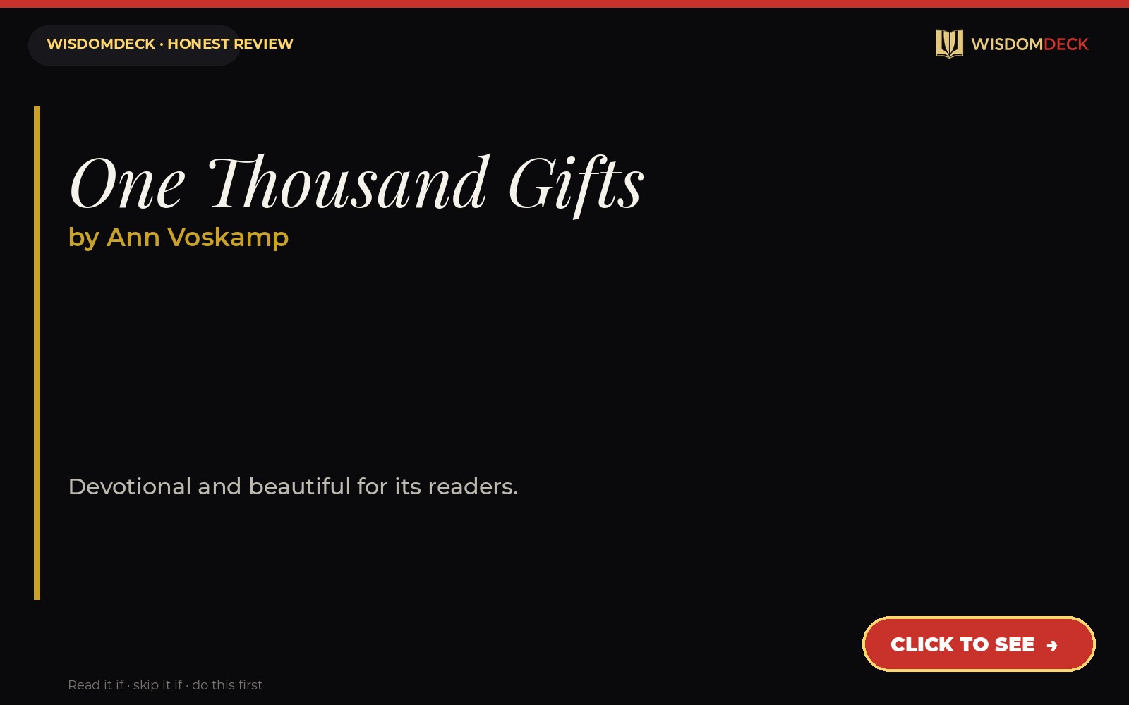 One Thousand Gifts by Ann Voskamp — WisdomDeck review