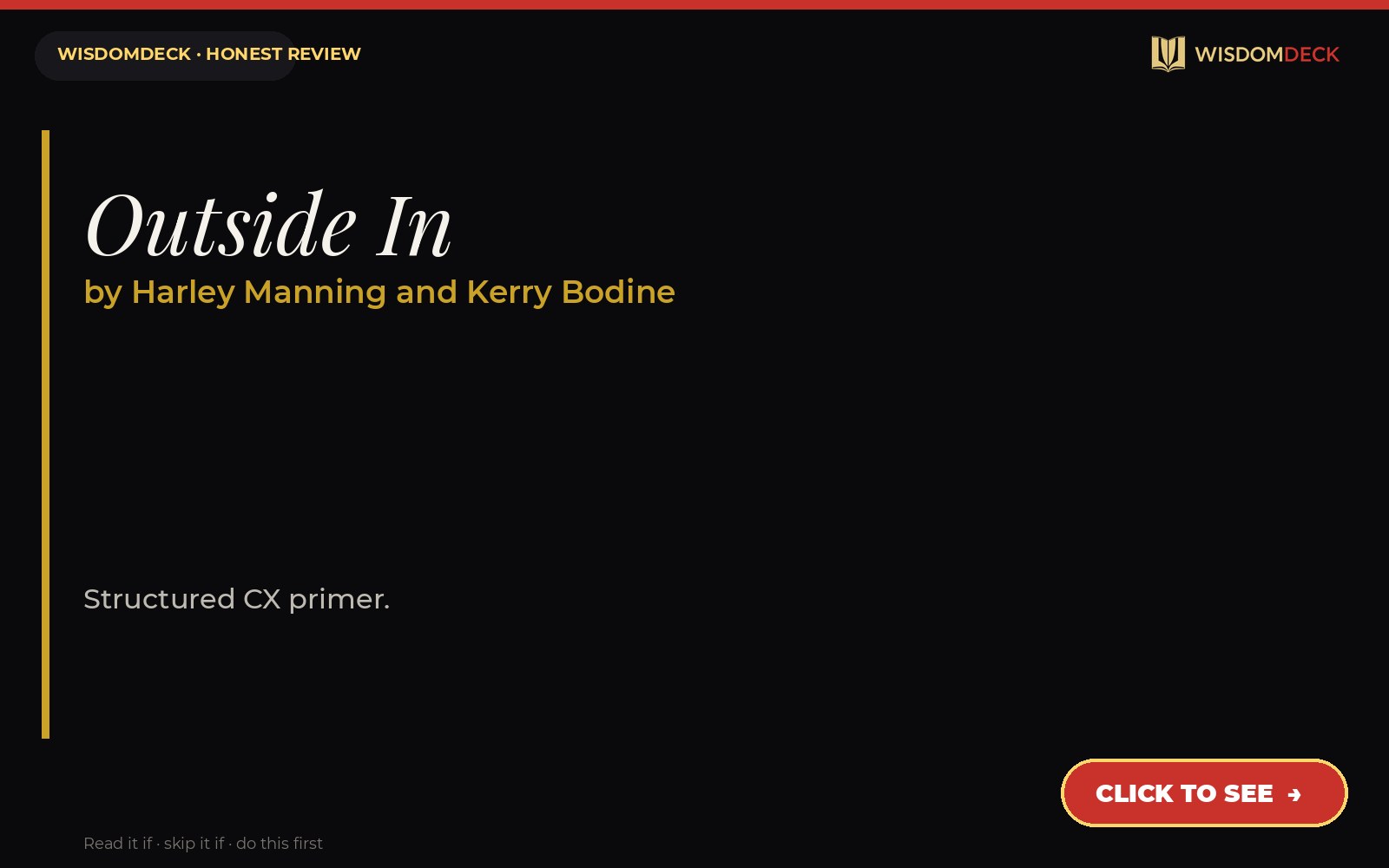 Outside In by Harley Manning and Kerry Bodine — WisdomDeck honest review
