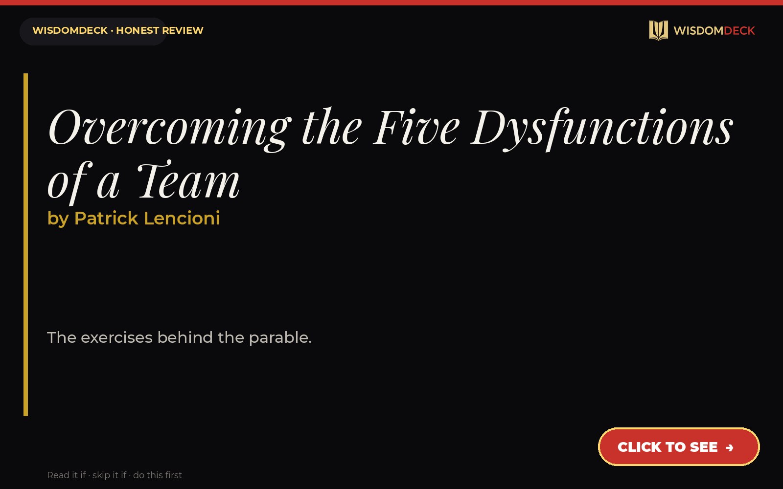 Overcoming the Five Dysfunctions of a Team by Patrick Lencioni — WisdomDeck review