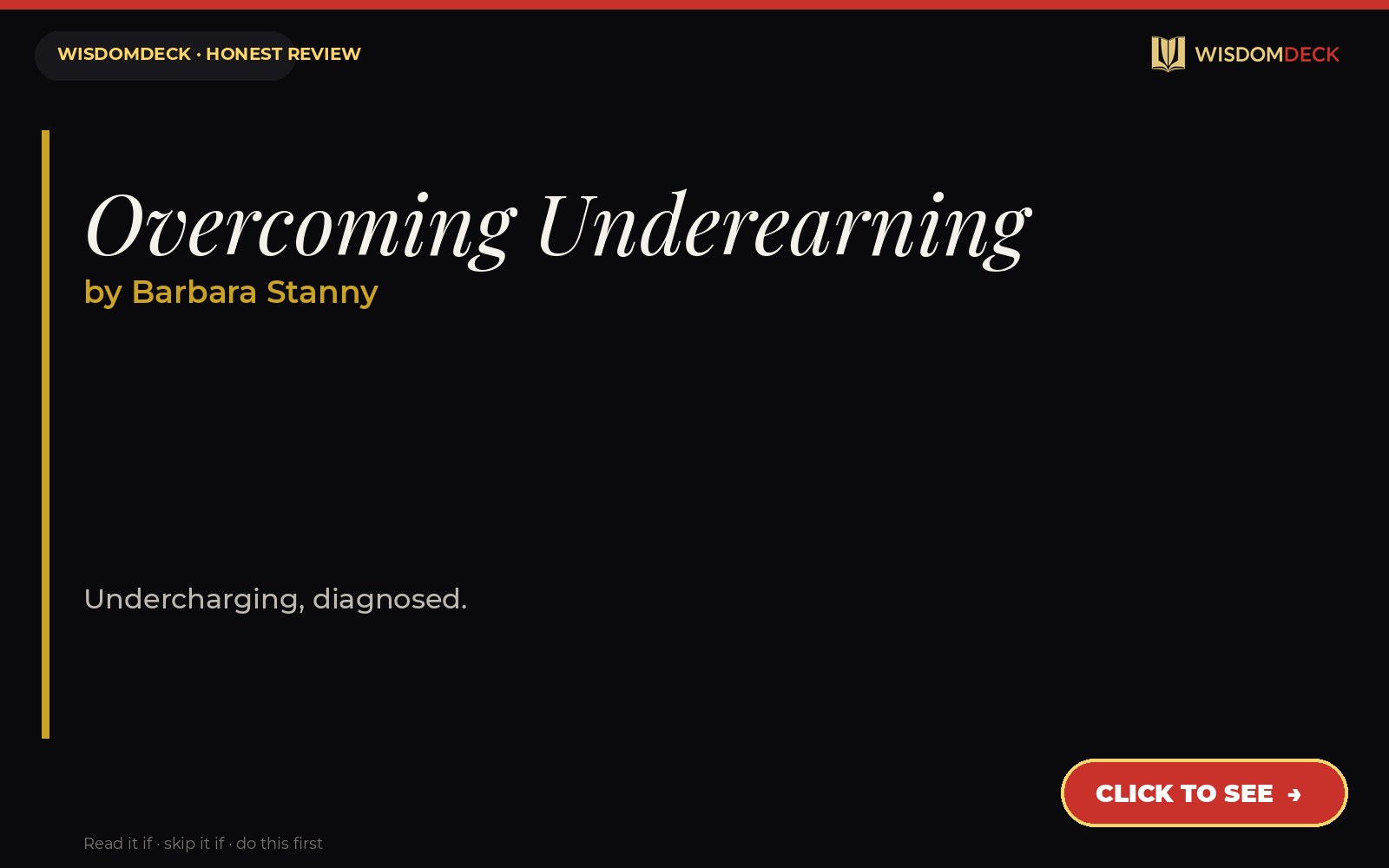 Overcoming Underearning by Barbara Stanny — WisdomDeck honest review