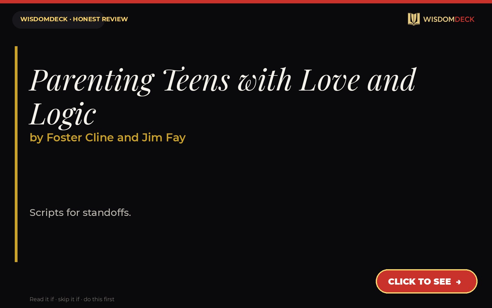 Parenting Teens with Love and Logic by Foster Cline and Jim Fay — WisdomDeck review