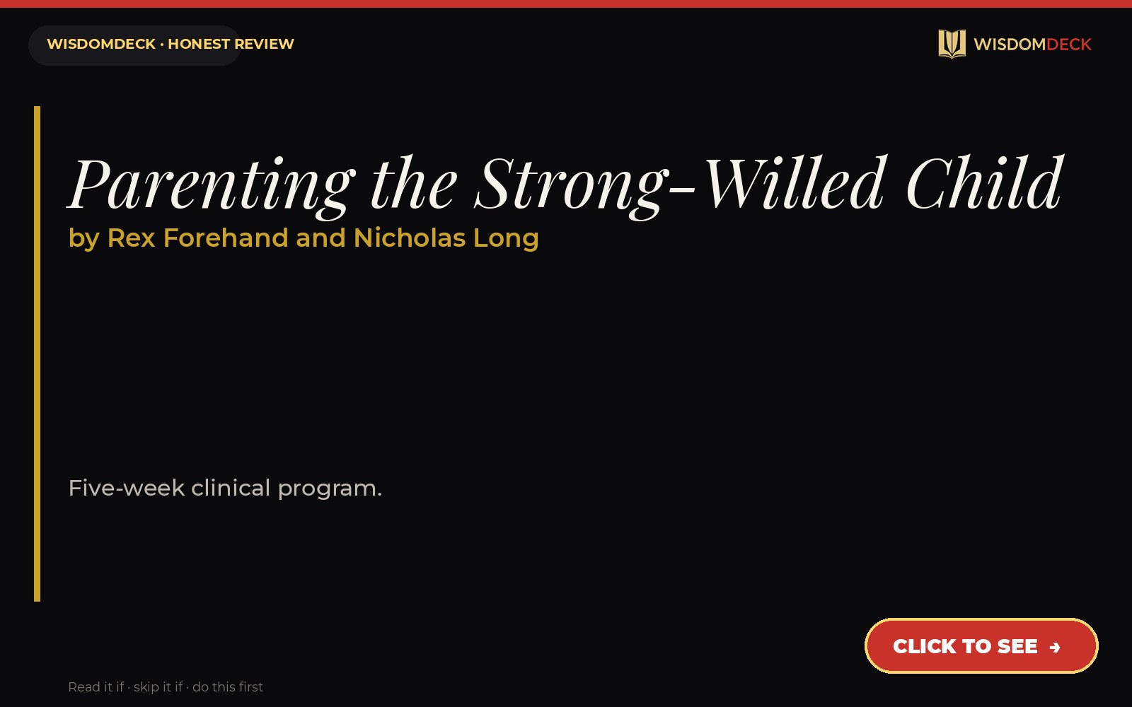 Parenting the Strong-Willed Child by Rex Forehand and Nicholas Long — WisdomDeck review