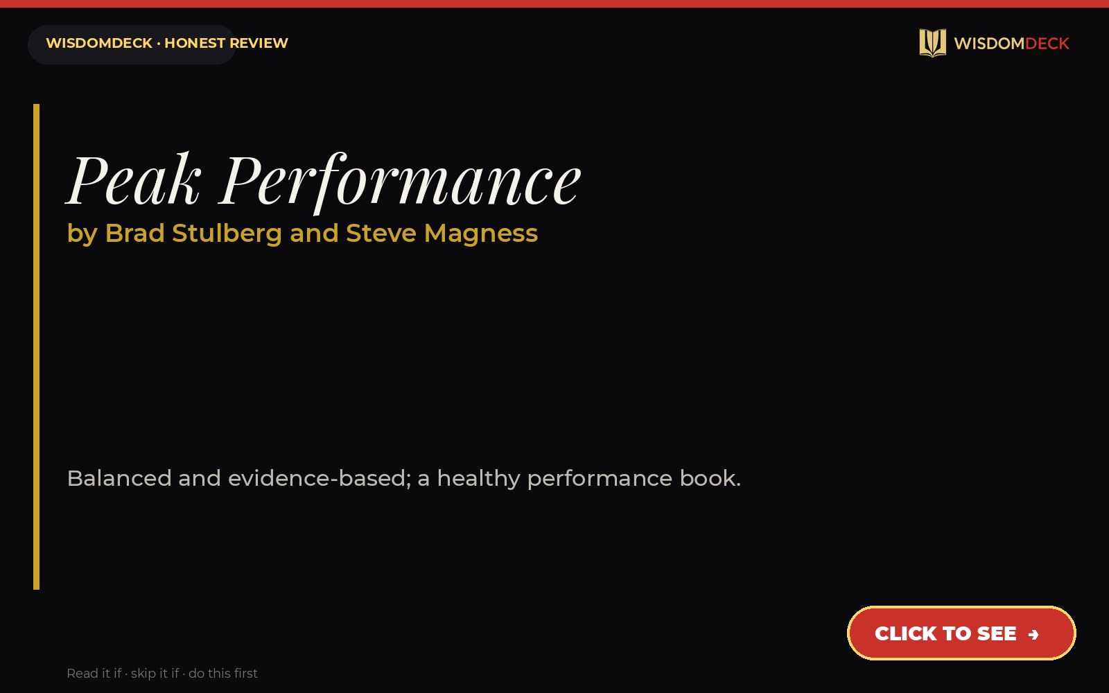 Peak Performance by Brad Stulberg and Steve Magness — WisdomDeck review