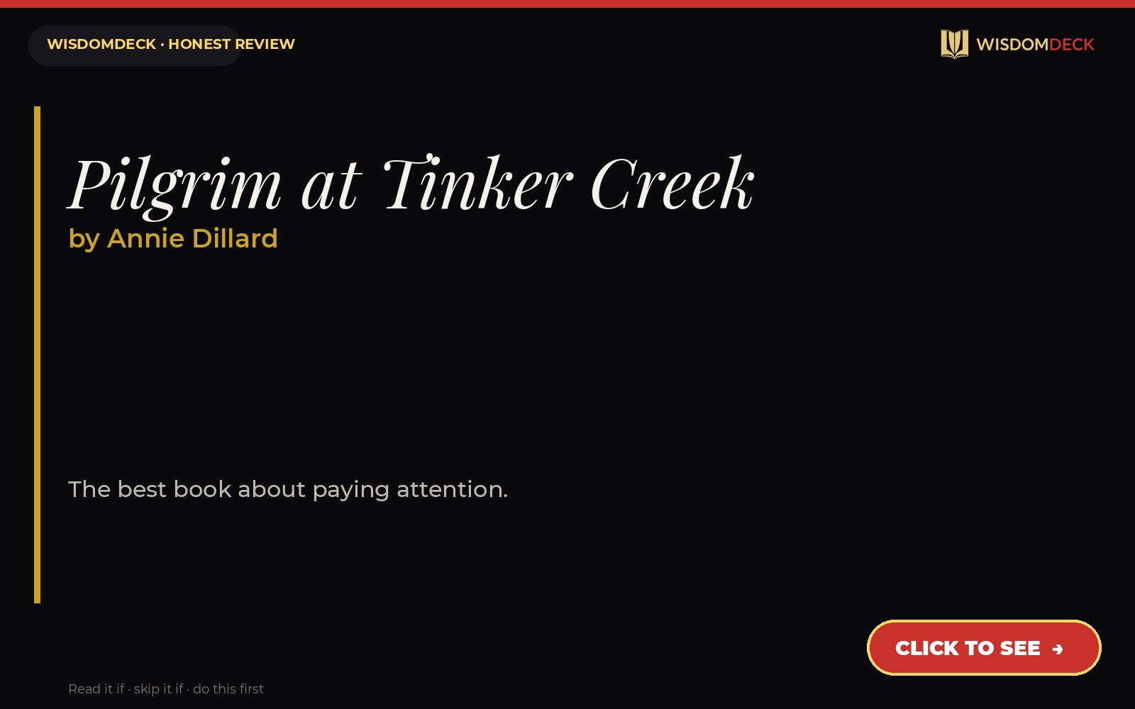 Pilgrim at Tinker Creek by Annie Dillard — WisdomDeck review