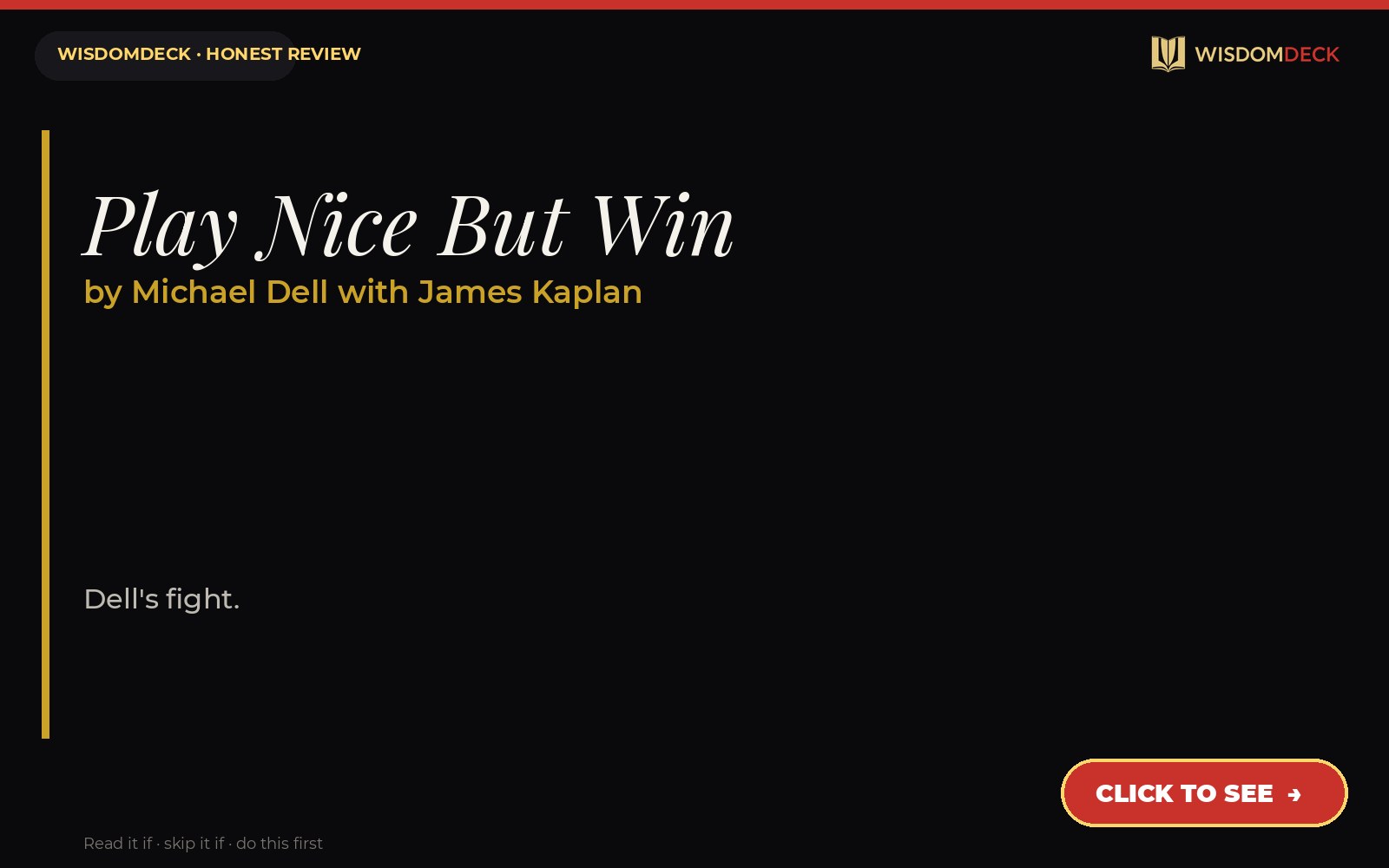 Play Nice But Win by Michael Dell with James Kaplan — WisdomDeck review