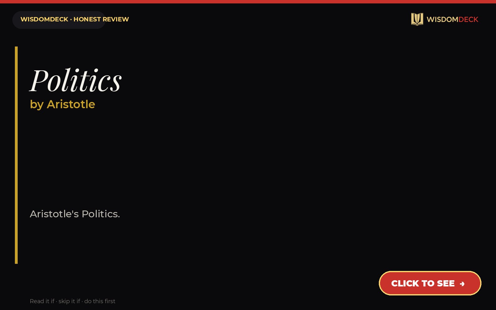 Politics by Aristotle — WisdomDeck review