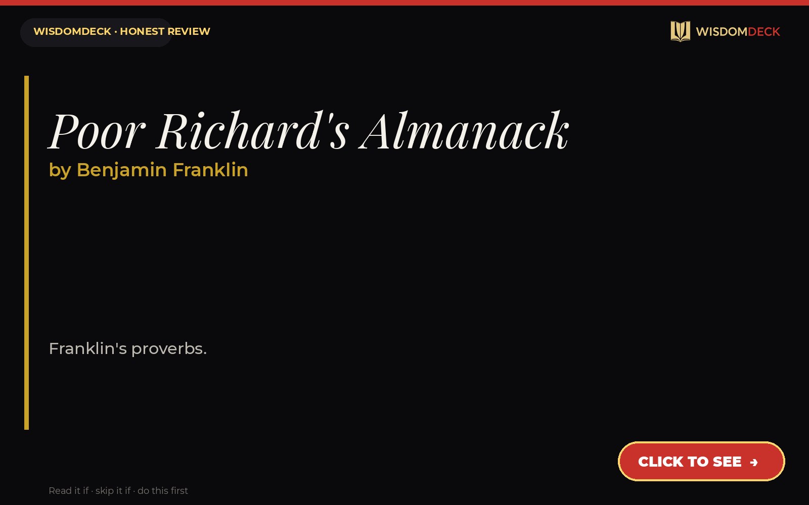 Poor Richard's Almanack by Benjamin Franklin — WisdomDeck honest review
