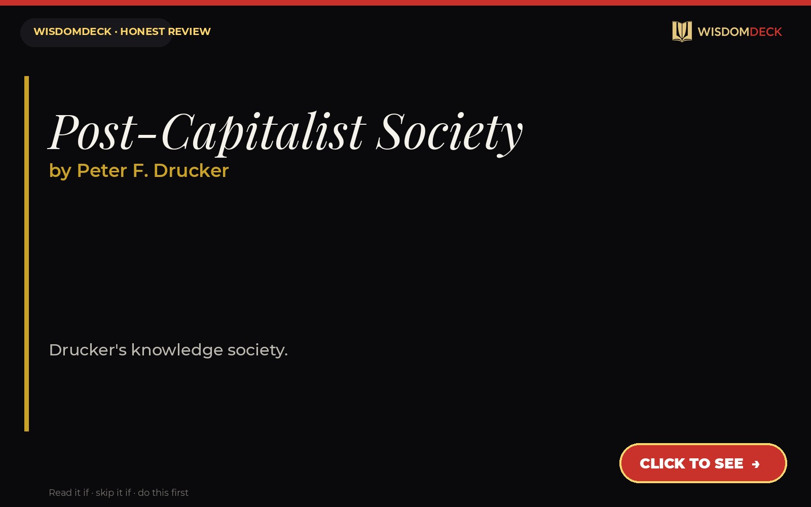 Post-Capitalist Society by Peter F. Drucker — WisdomDeck review