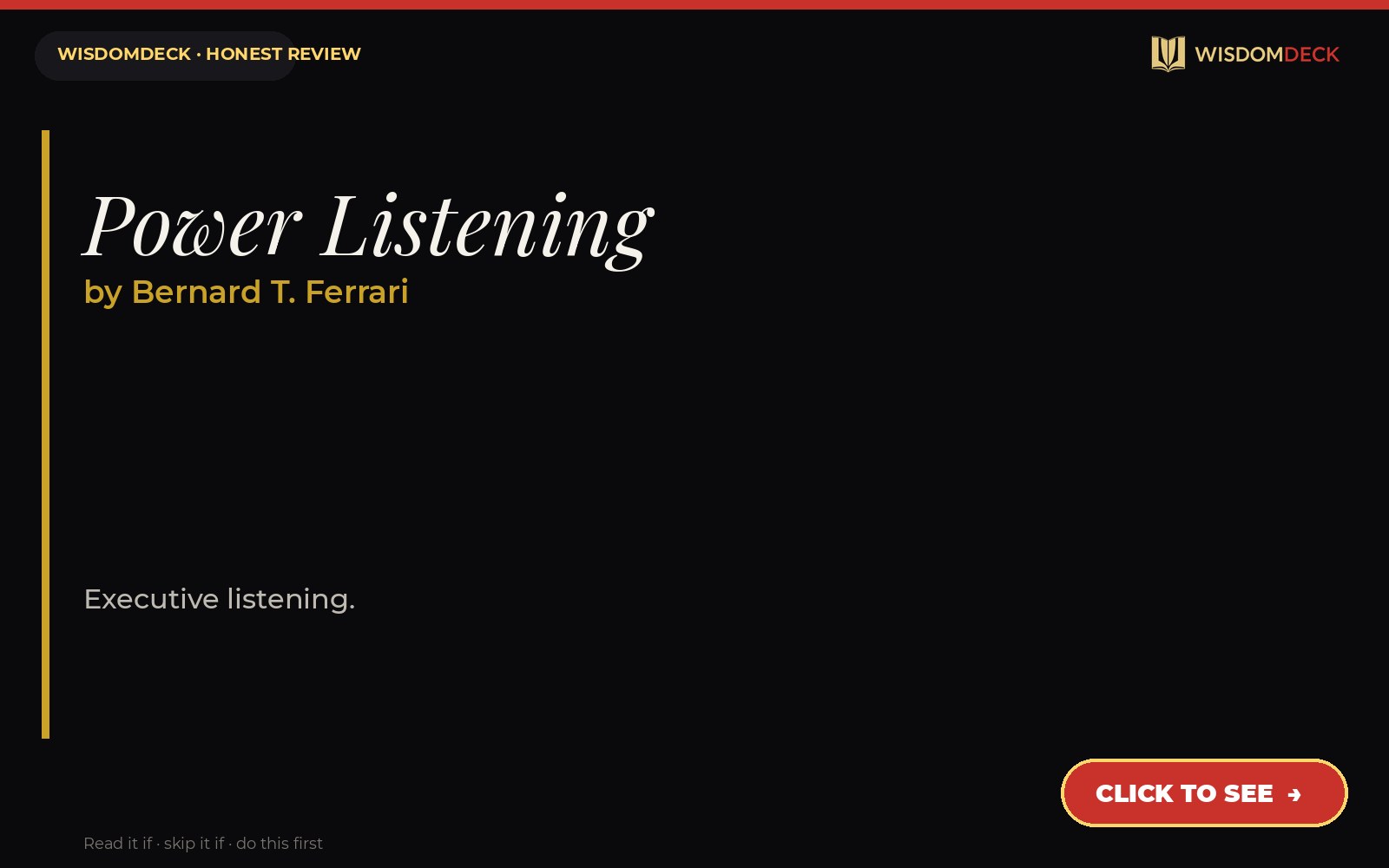 Power Listening by Bernard T. Ferrari — WisdomDeck honest review