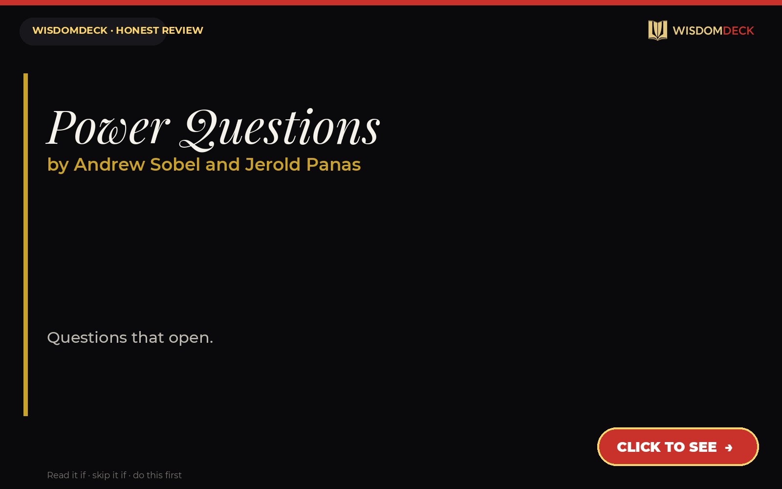 Power Questions by Andrew Sobel and Jerold Panas — WisdomDeck honest review