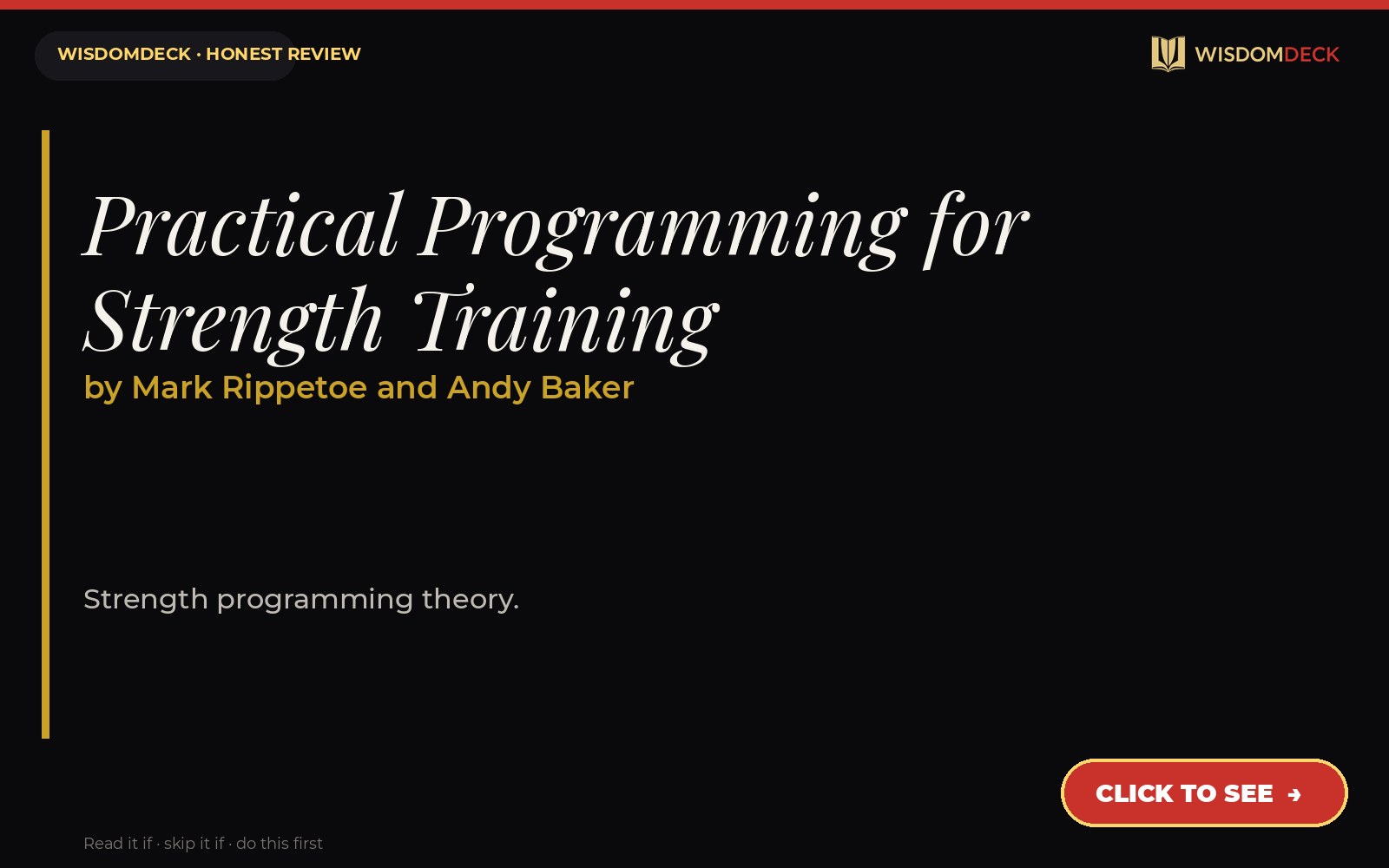 Practical Programming for Strength Training by Mark Rippetoe and Andy Baker — WisdomDeck review