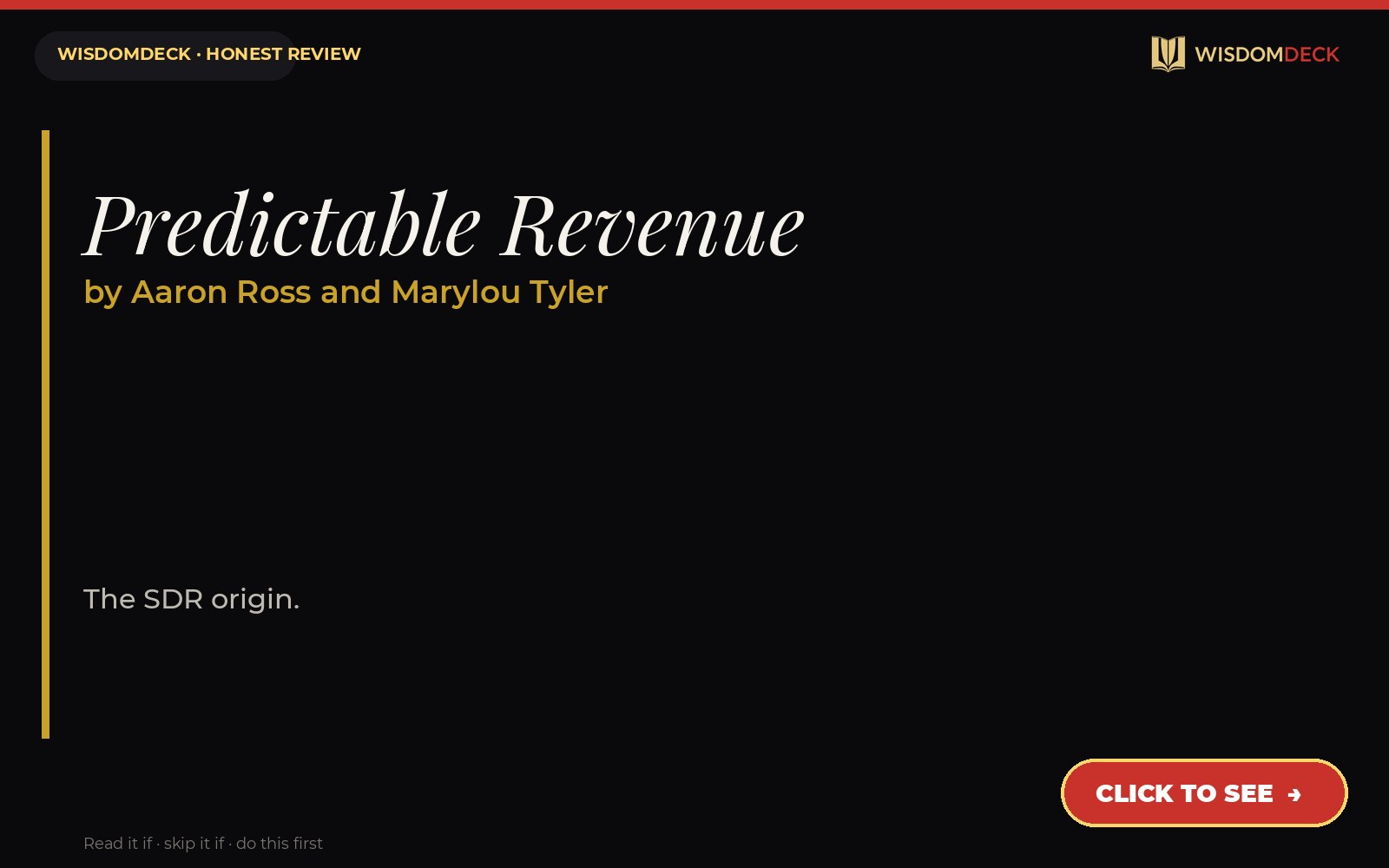 Predictable Revenue by Aaron Ross and Marylou Tyler — WisdomDeck review