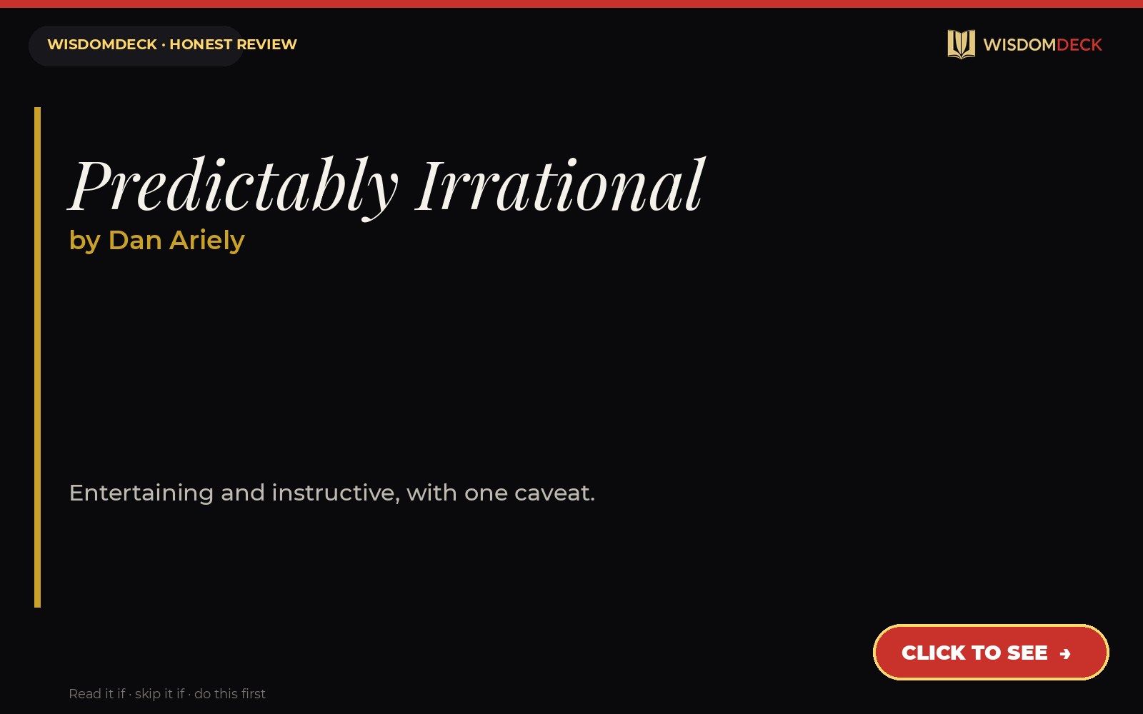 Predictably Irrational by Dan Ariely — WisdomDeck review