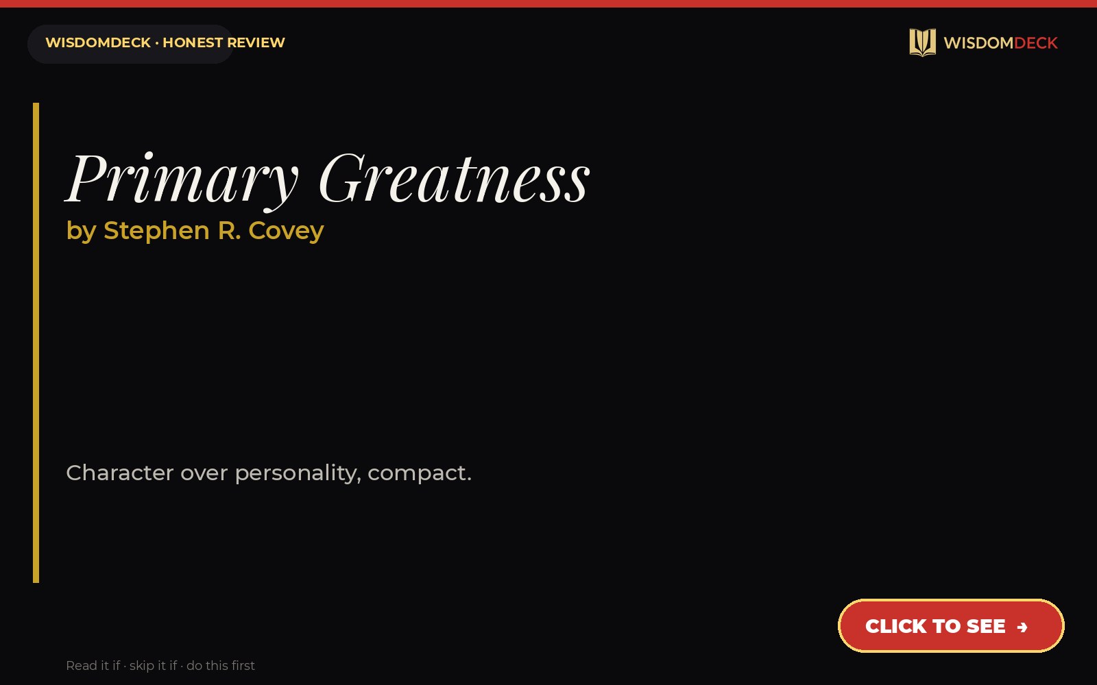 Primary Greatness by Stephen R. Covey — WisdomDeck review