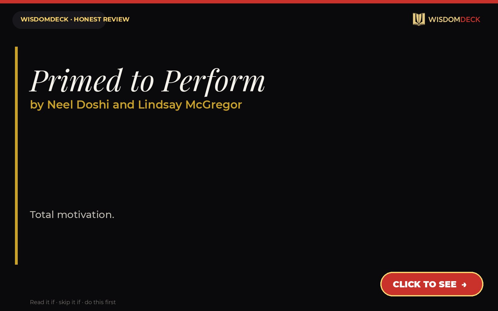 Primed to Perform by Neel Doshi and Lindsay McGregor — WisdomDeck review