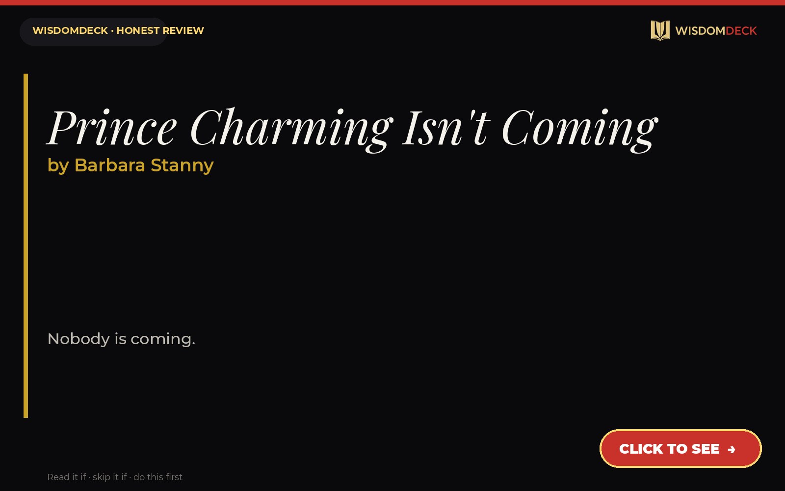 Prince Charming Isn't Coming by Barbara Stanny — WisdomDeck review