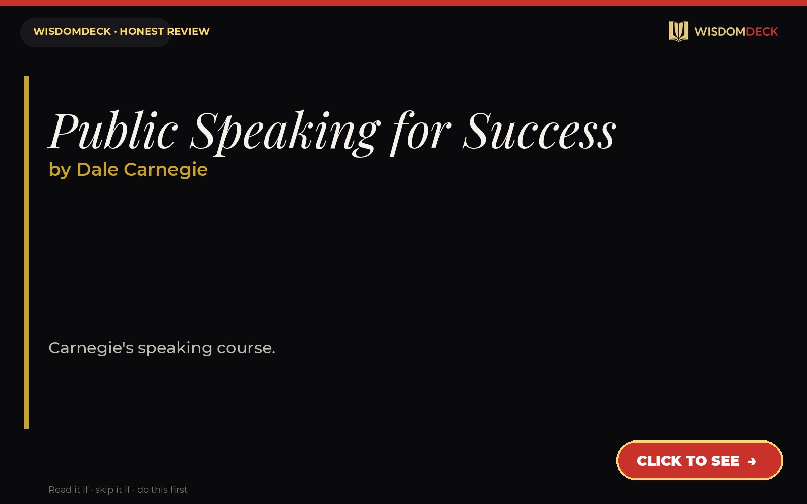 Public Speaking for Success by Dale Carnegie — WisdomDeck review