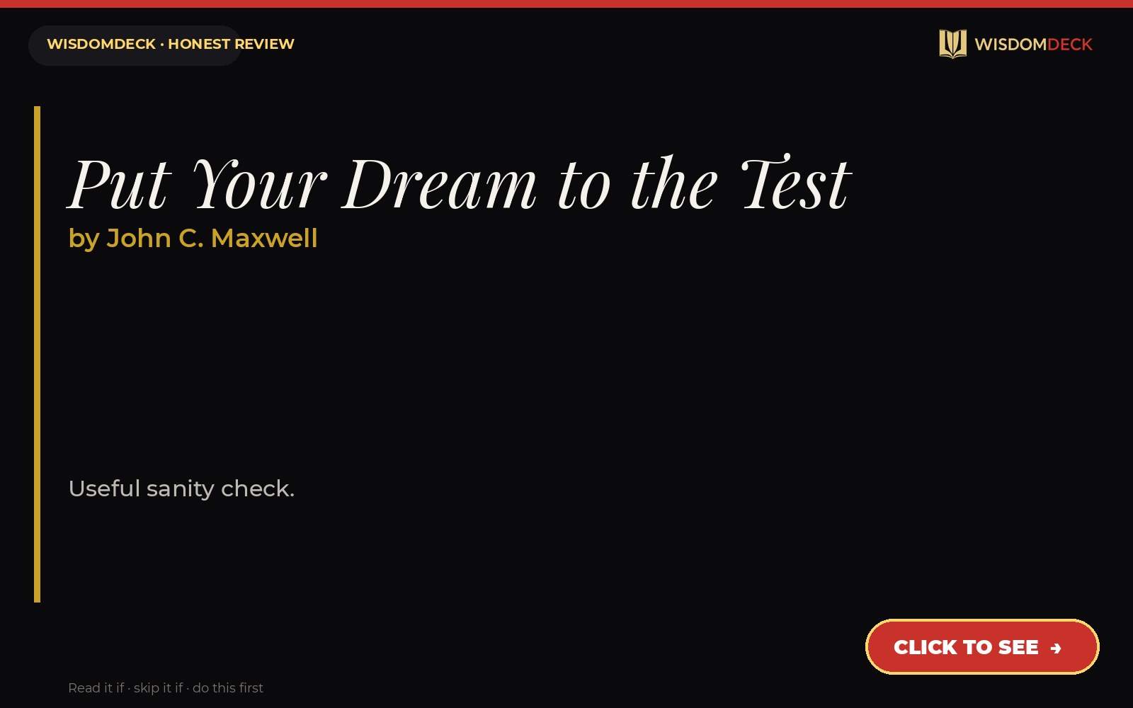 Put Your Dream to the Test by John C. Maxwell — WisdomDeck review
