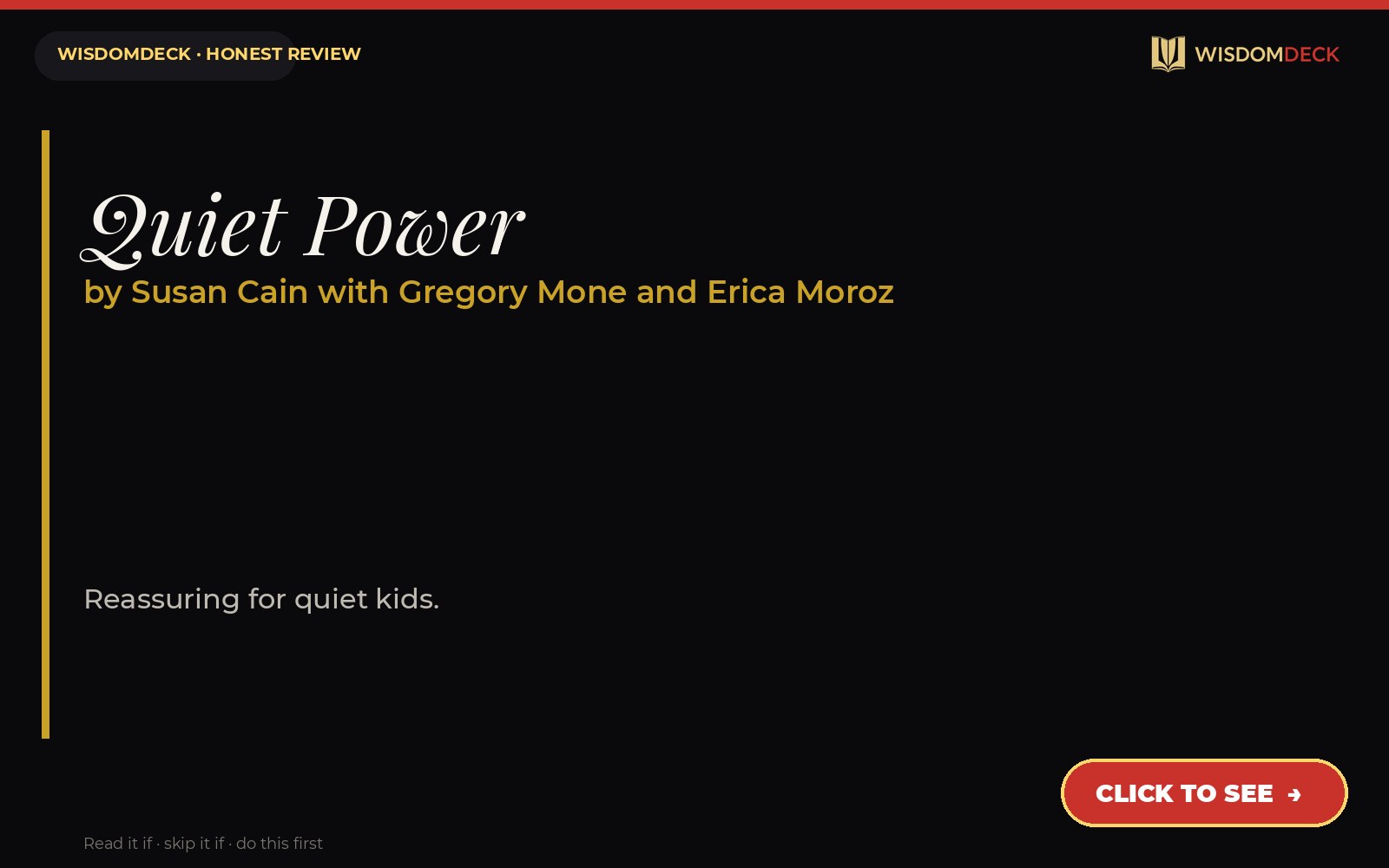 Quiet Power by Susan Cain with Gregory Mone and Erica Moroz — WisdomDeck review