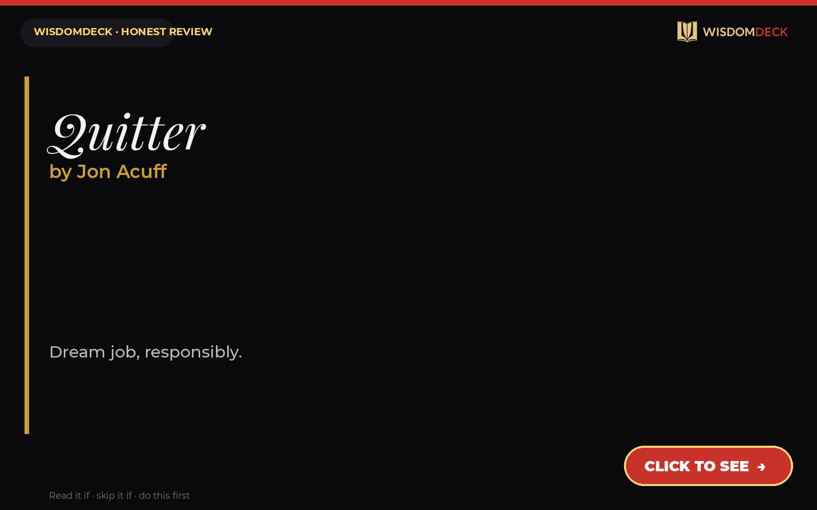 Quitter by Jon Acuff — WisdomDeck honest review