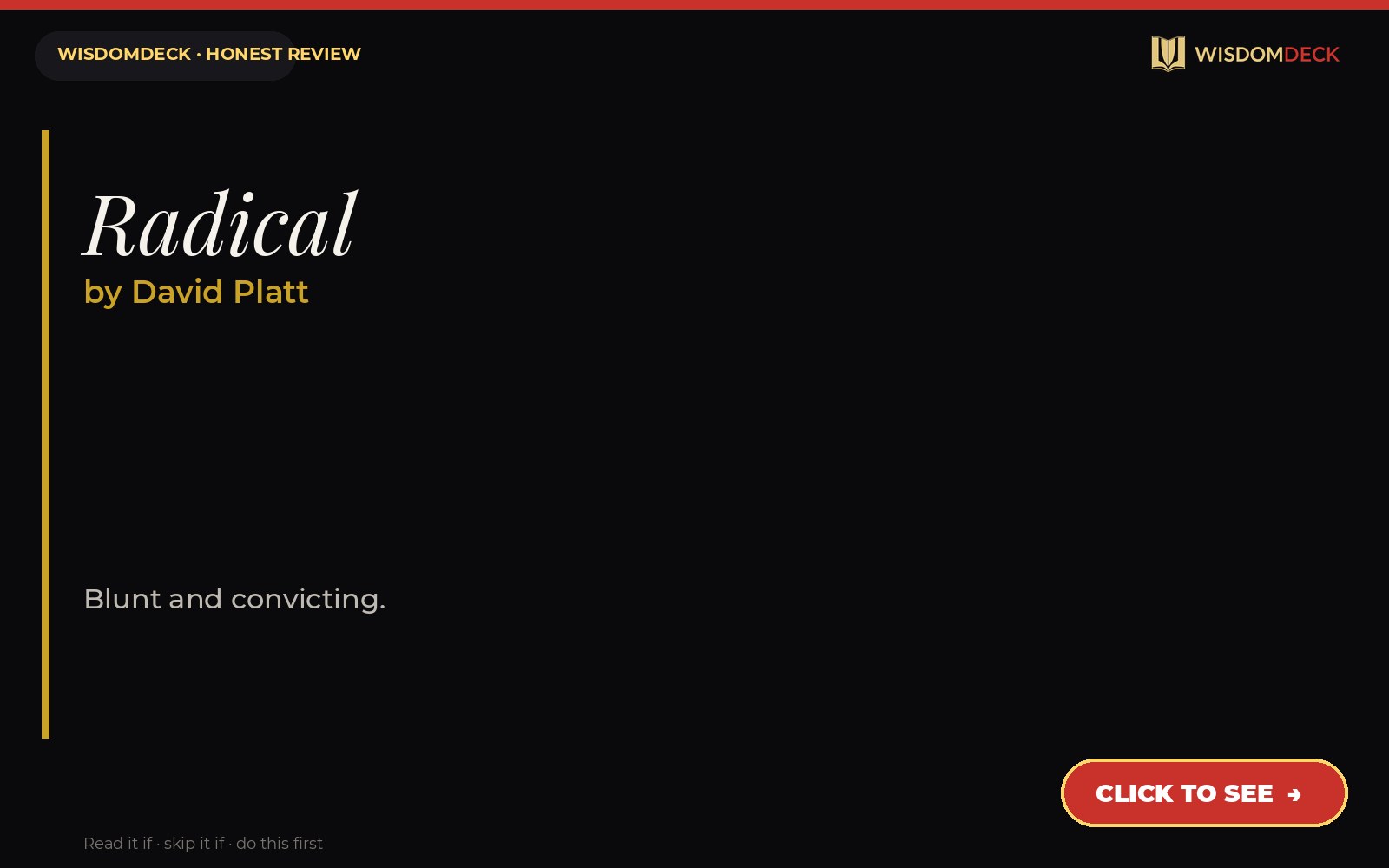 Radical by David Platt — WisdomDeck review