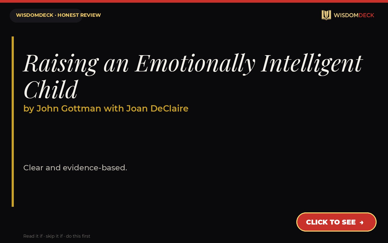 Raising an Emotionally Intelligent Child by John Gottman with Joan DeClaire — WisdomDeck review